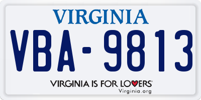 VA license plate VBA9813