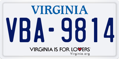 VA license plate VBA9814