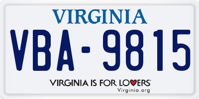 VA license plate VBA9815