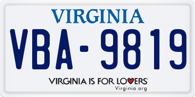 VA license plate VBA9819