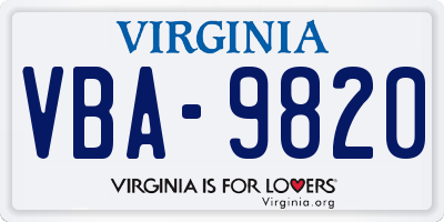 VA license plate VBA9820