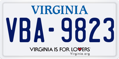 VA license plate VBA9823