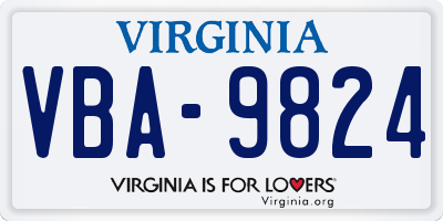VA license plate VBA9824