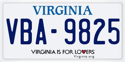 VA license plate VBA9825