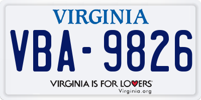 VA license plate VBA9826