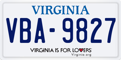 VA license plate VBA9827