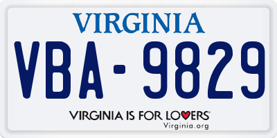 VA license plate VBA9829