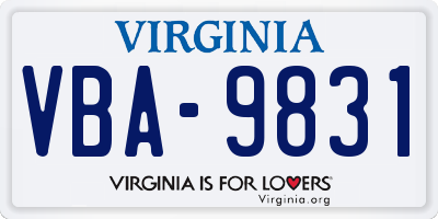 VA license plate VBA9831