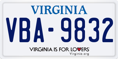 VA license plate VBA9832