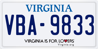 VA license plate VBA9833