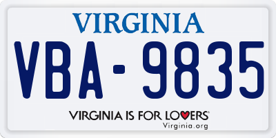 VA license plate VBA9835