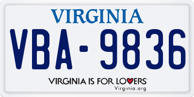 VA license plate VBA9836