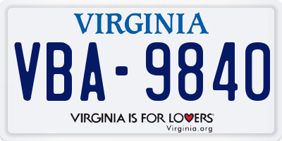 VA license plate VBA9840