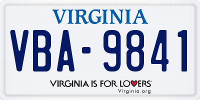 VA license plate VBA9841