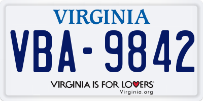VA license plate VBA9842