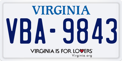 VA license plate VBA9843