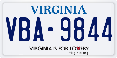 VA license plate VBA9844