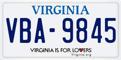 VA license plate VBA9845
