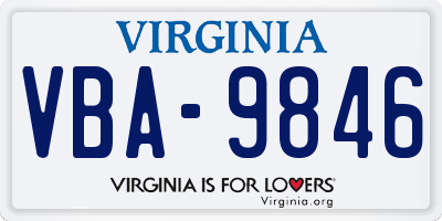 VA license plate VBA9846