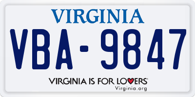 VA license plate VBA9847