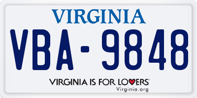 VA license plate VBA9848