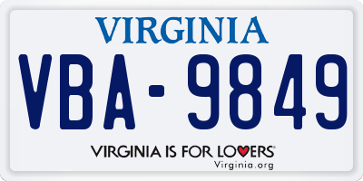 VA license plate VBA9849