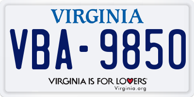 VA license plate VBA9850