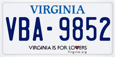 VA license plate VBA9852