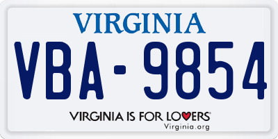 VA license plate VBA9854