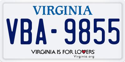 VA license plate VBA9855