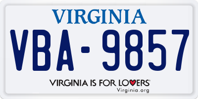 VA license plate VBA9857
