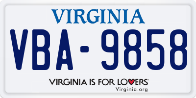 VA license plate VBA9858