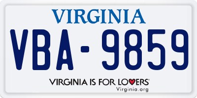 VA license plate VBA9859