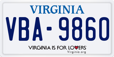 VA license plate VBA9860