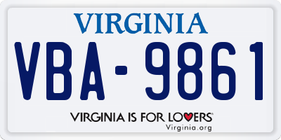 VA license plate VBA9861