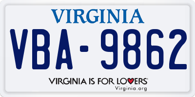VA license plate VBA9862