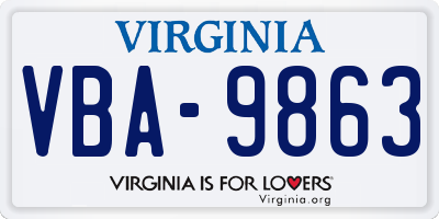 VA license plate VBA9863
