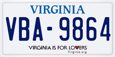 VA license plate VBA9864
