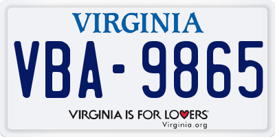 VA license plate VBA9865