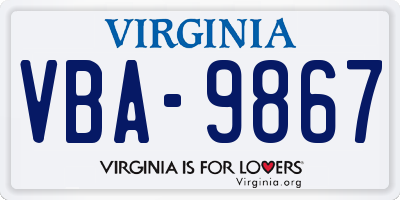 VA license plate VBA9867