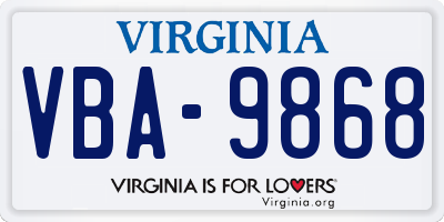 VA license plate VBA9868