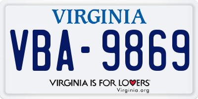 VA license plate VBA9869