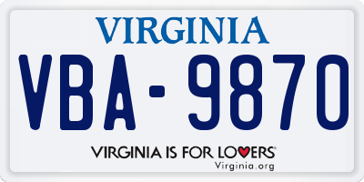 VA license plate VBA9870