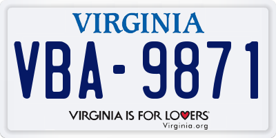 VA license plate VBA9871