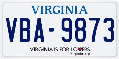VA license plate VBA9873