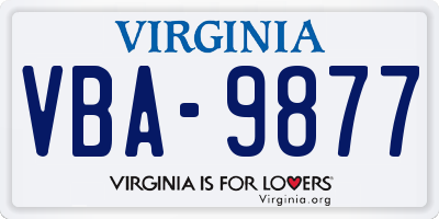 VA license plate VBA9877