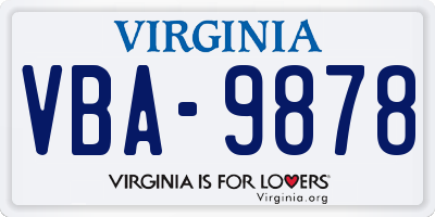 VA license plate VBA9878