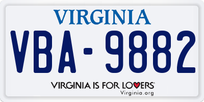 VA license plate VBA9882