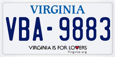 VA license plate VBA9883