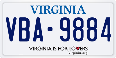 VA license plate VBA9884